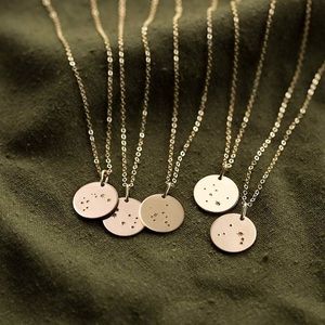 Zodiac Constellation Star Birth Charm Necklace